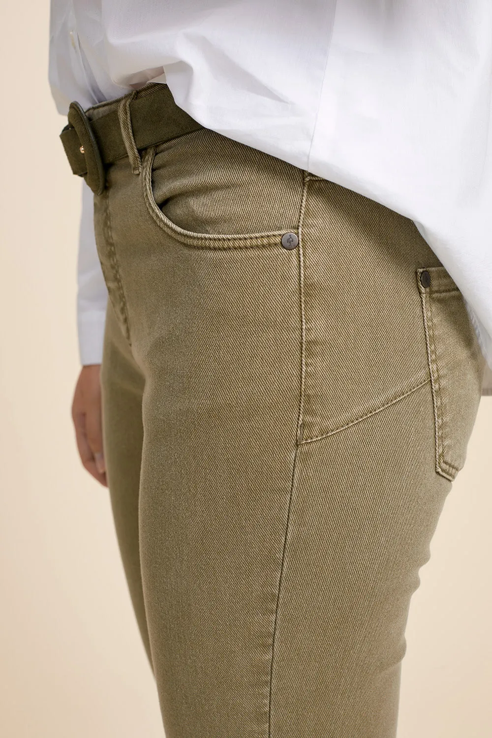 LE INDI - Jean slim kaki 7/8ème effet push up