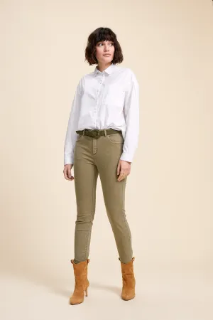 LE INDI - Jean slim kaki 7/8ème effet push up