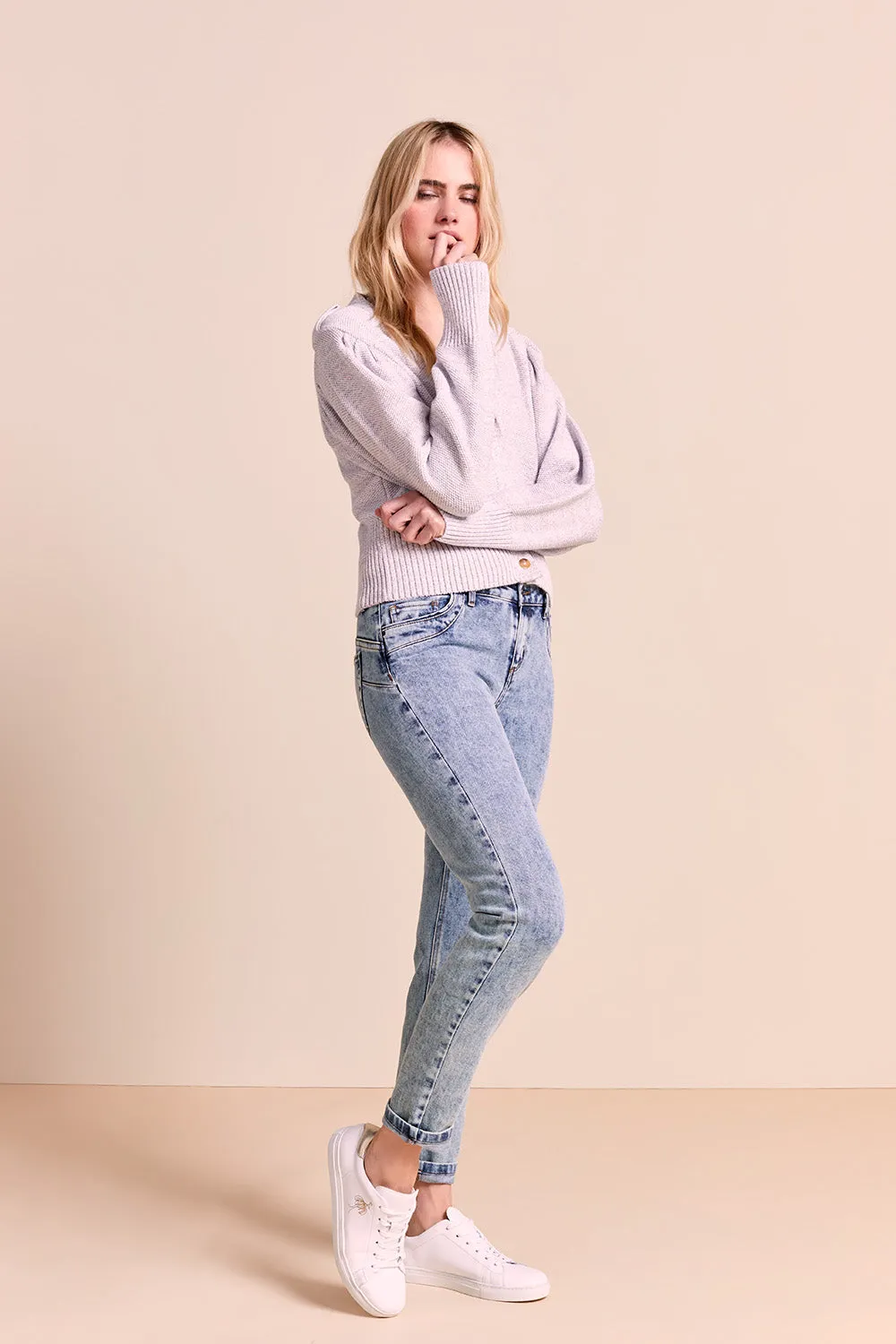 LE INDI - Jean slim light wash 7,8ème effet push up