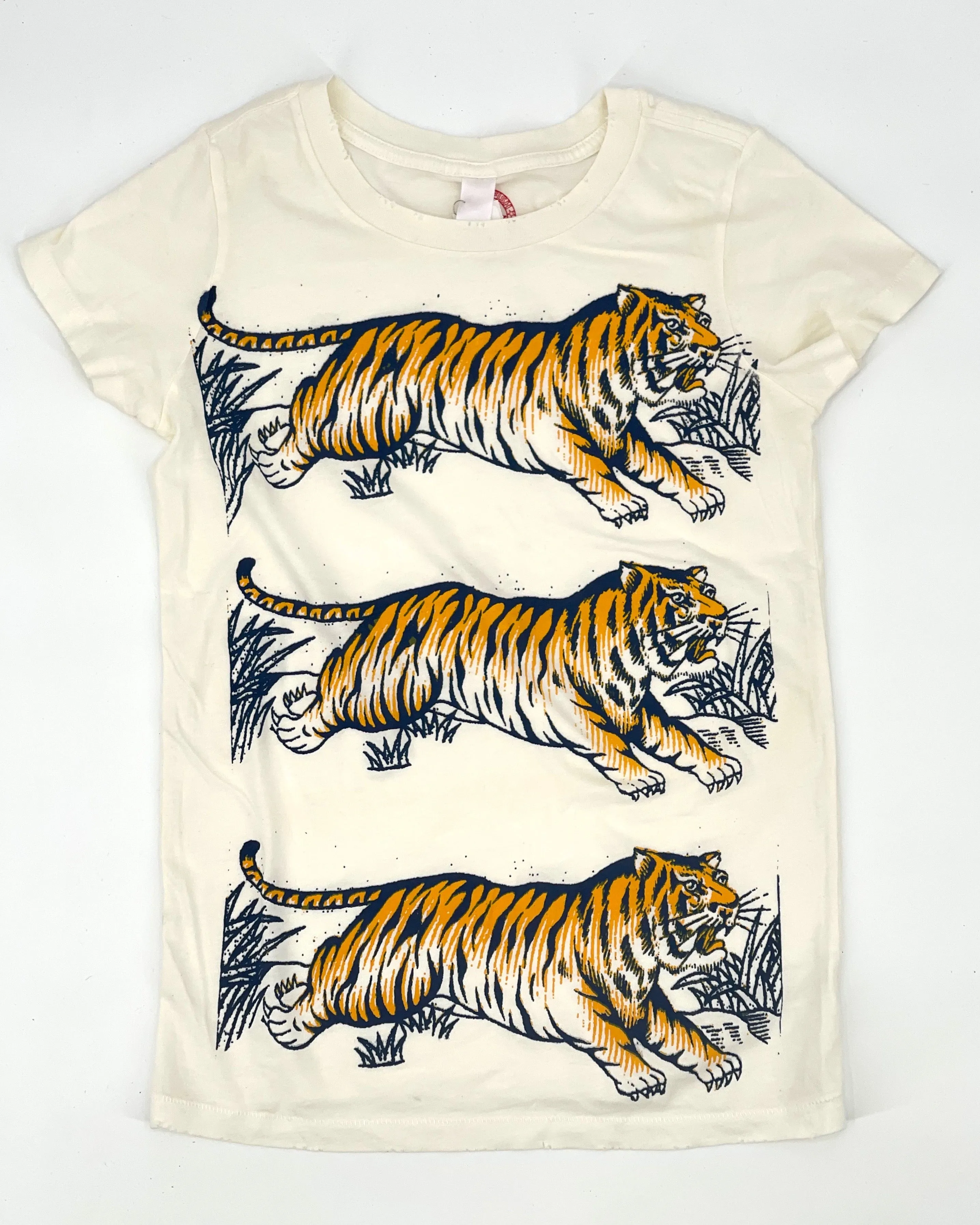 Leaping Tigers "Destroyed" White T-Shirts