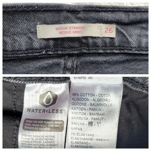 Levi's Distressed Wedgie Straight Leg Casual Everyday Coastal Denim Jean- Black