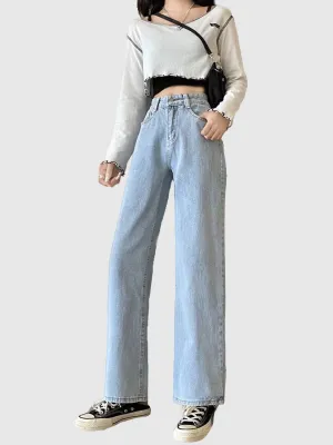 Light Blue Coloured Wash Straight Denim