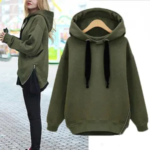 Loose Hooded Jacket Thick Long Sleeve Sweatshirt Warm Hoodies
