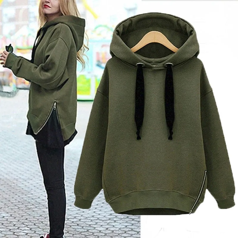Loose Hooded Jacket Thick Long Sleeve Sweatshirt Warm Hoodies