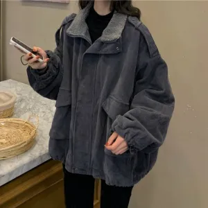 Loose Thick Warm Pocket Corduroy Jacket