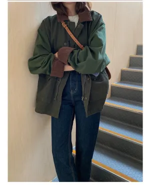 Loose Turn Down Collar Vintage Corduroy Jacket