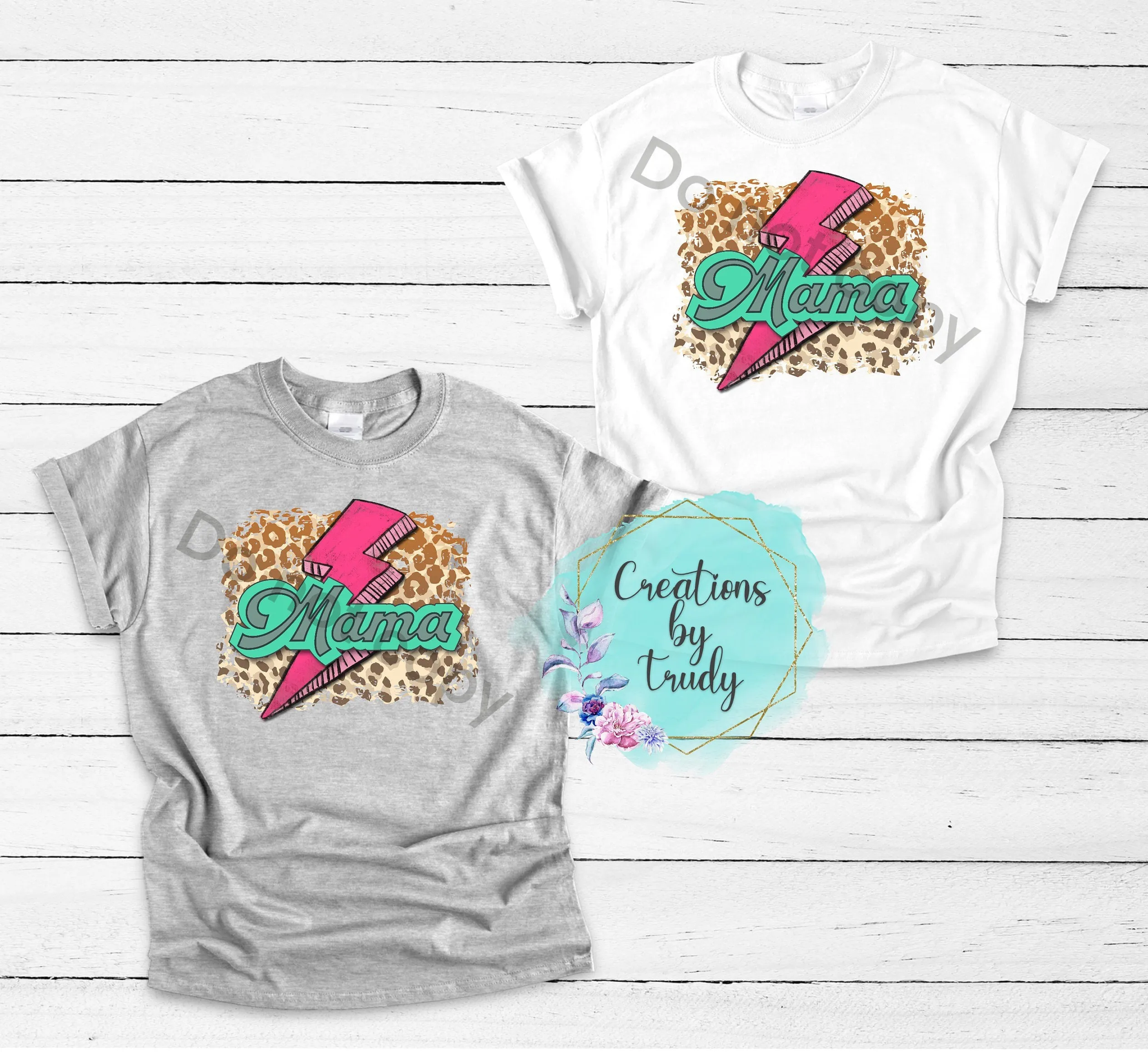 Mama cheetah print lightning bolt- T SHIRT