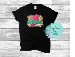 Mama cheetah print lightning bolt- T SHIRT