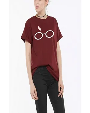 Maroon Harry Potter Printed T-Shirt For Women