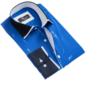 Medium Blue Mens Slim Fit Designer Dress Shirt - tailored Cotton Shirts for Work and Casual Wear