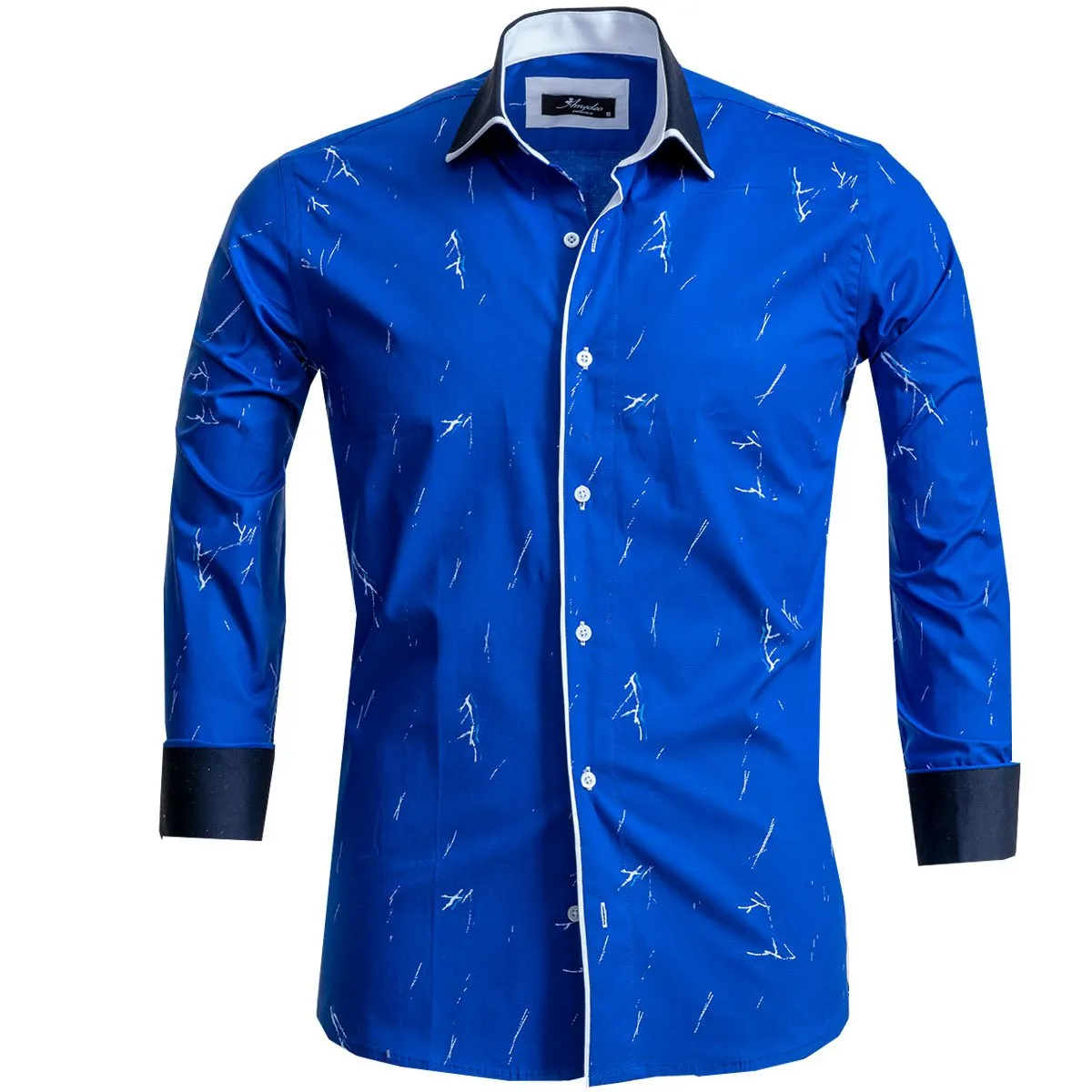 Medium Blue Mens Slim Fit Designer Dress Shirt - tailored Cotton Shirts for Work and Casual Wear