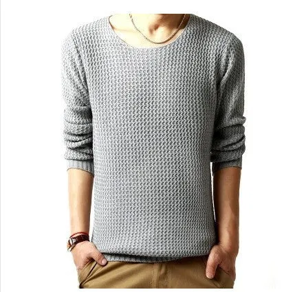 Men Fall Winter thickened water ripples round neck sweater men hedging long-sleeved sweaters