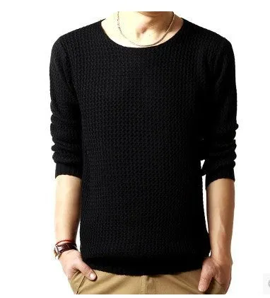 Men Fall Winter thickened water ripples round neck sweater men hedging long-sleeved sweaters