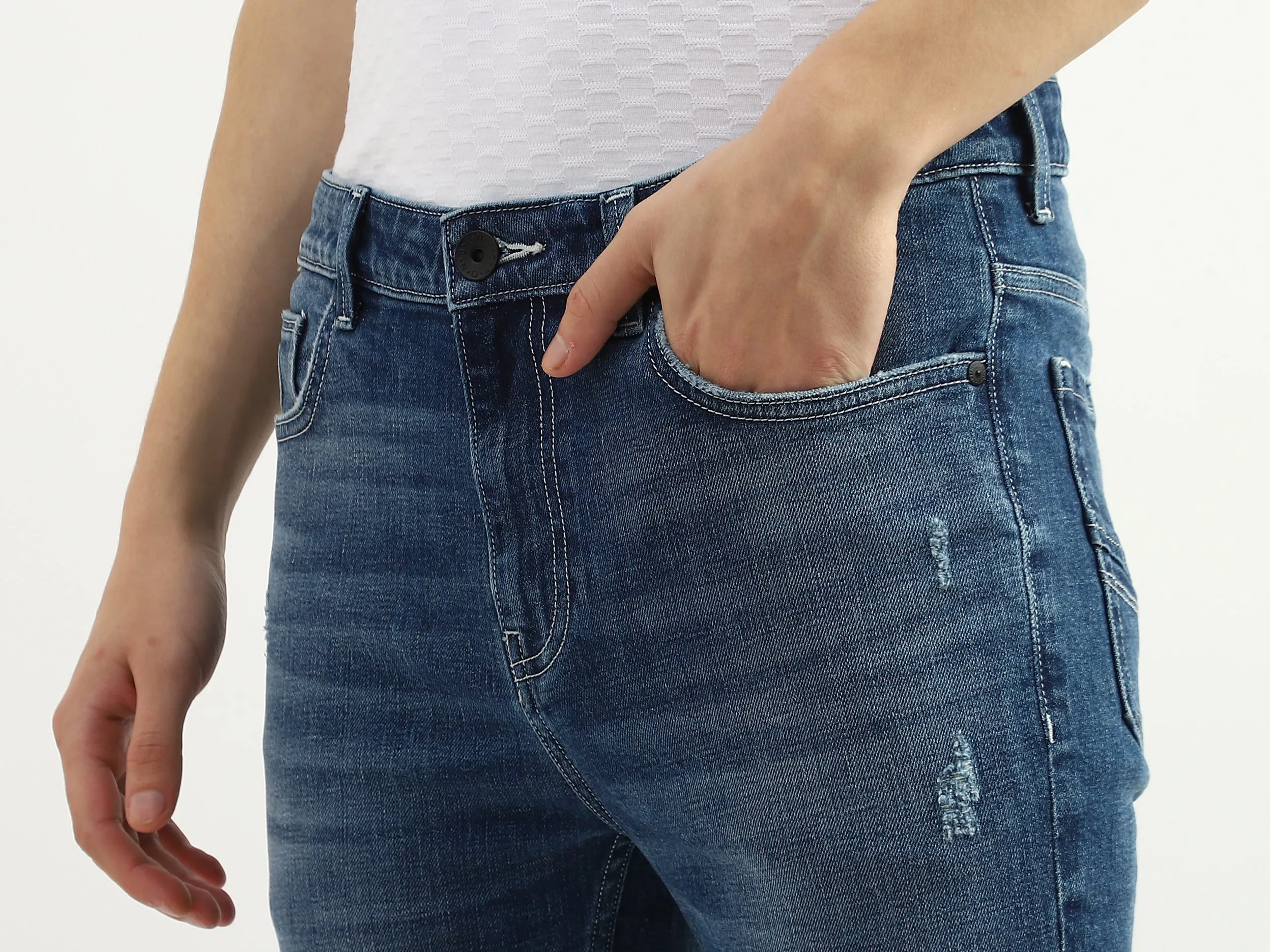 Men Solid Low Crotch Jeans