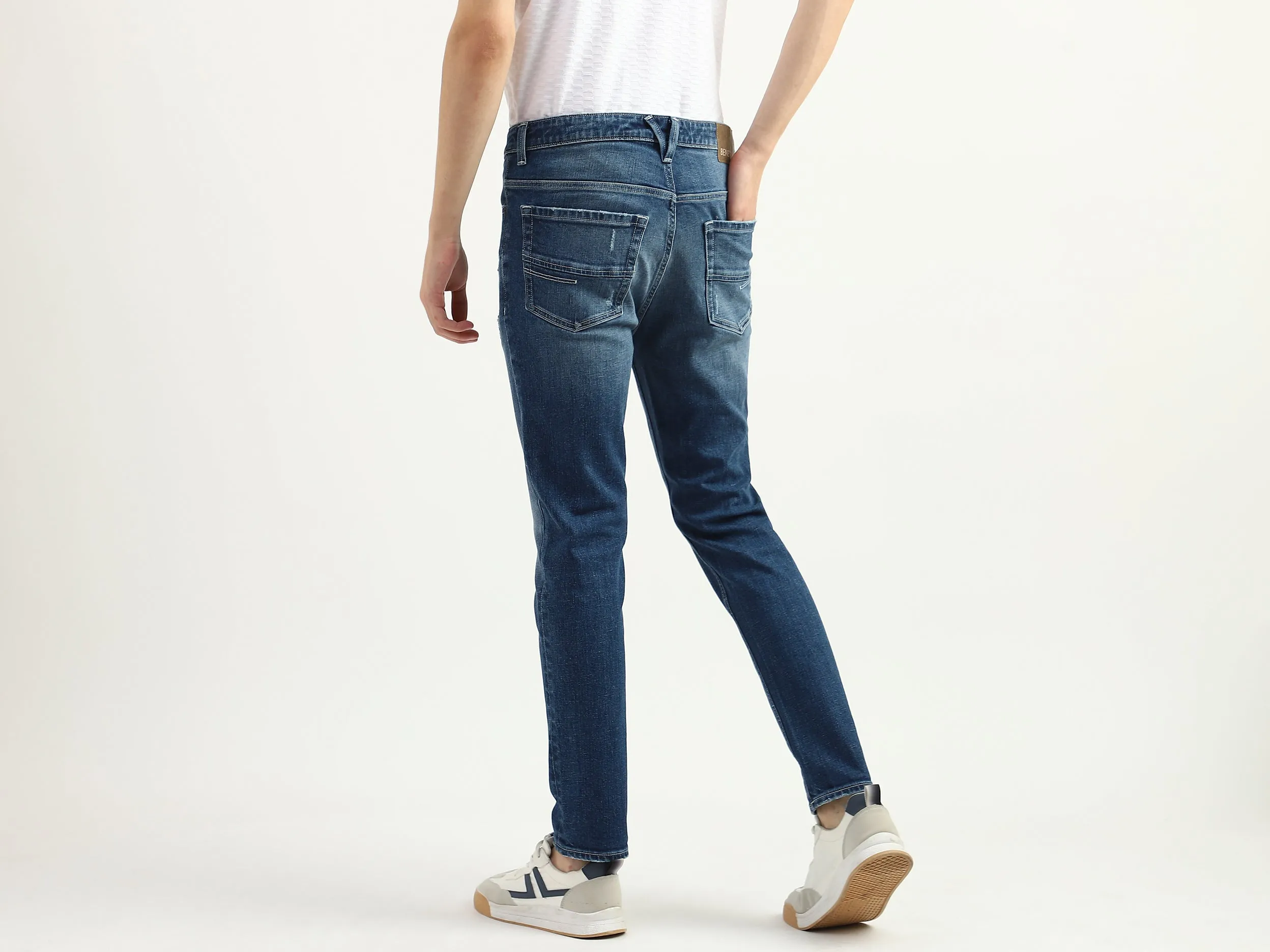 Men Solid Low Crotch Jeans