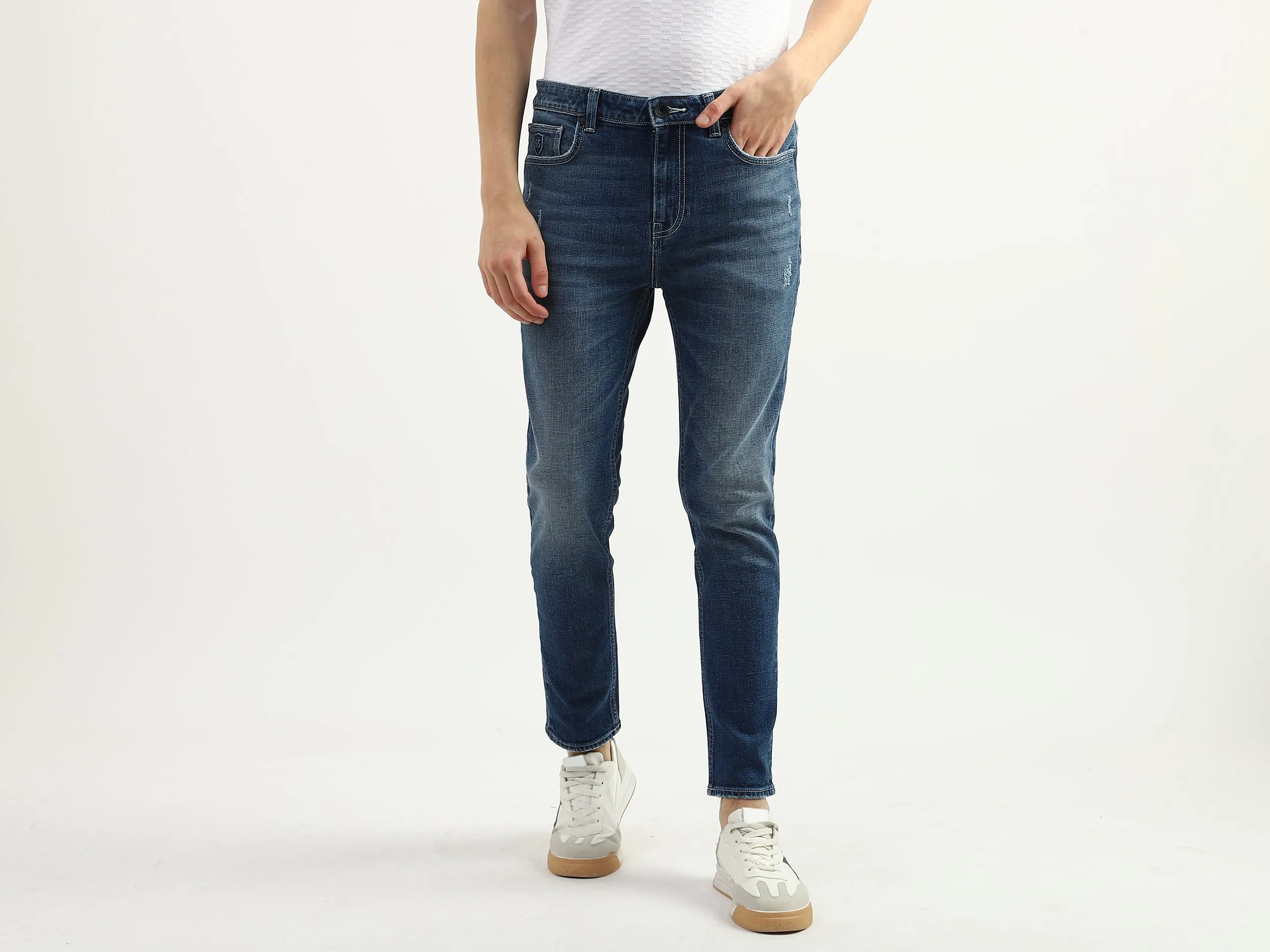Men Solid Low Crotch Jeans