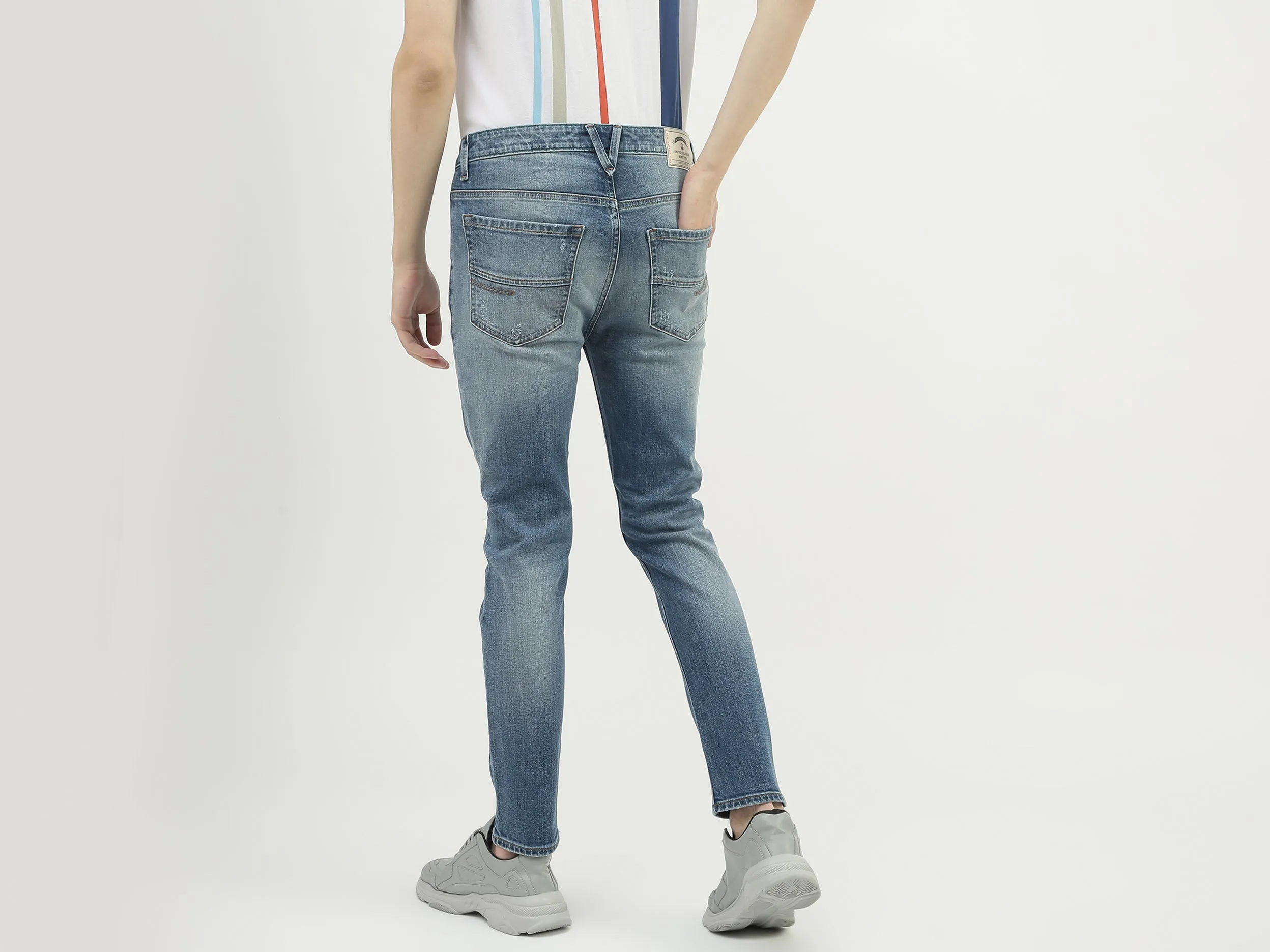 Men Solid Low Crotch Jeans