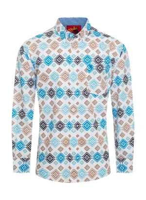MEN'S 100% COTTON POPLIN PRINT SHIRTS-PS300L-3012