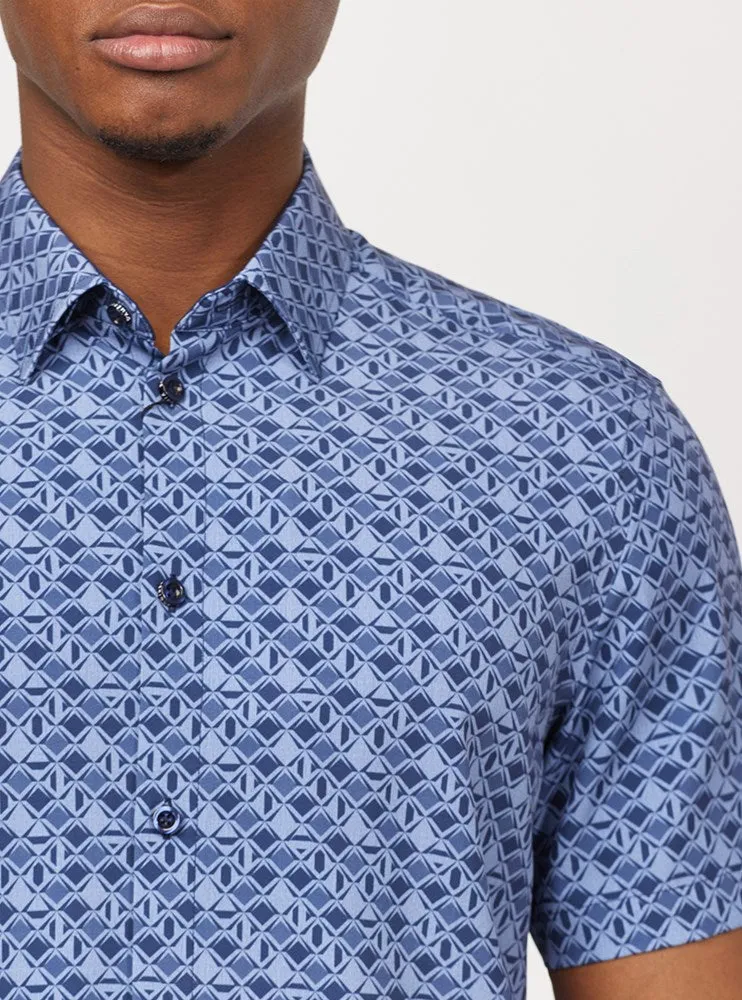 Men's casual short sleeve stretch shirt