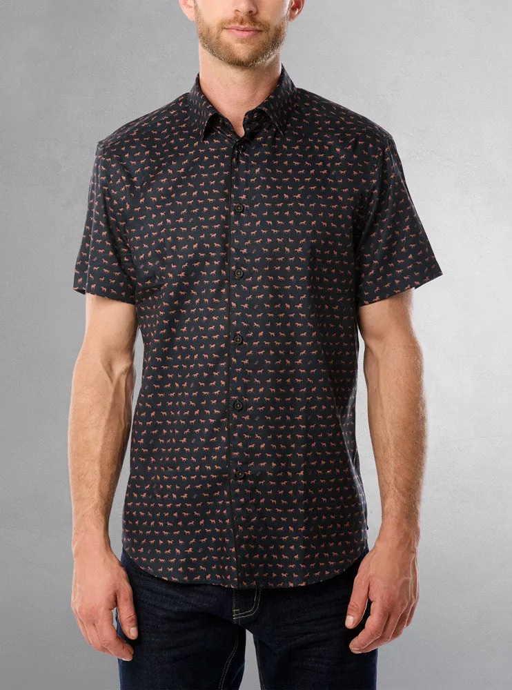 Men's casual short sleeve stretch shirt