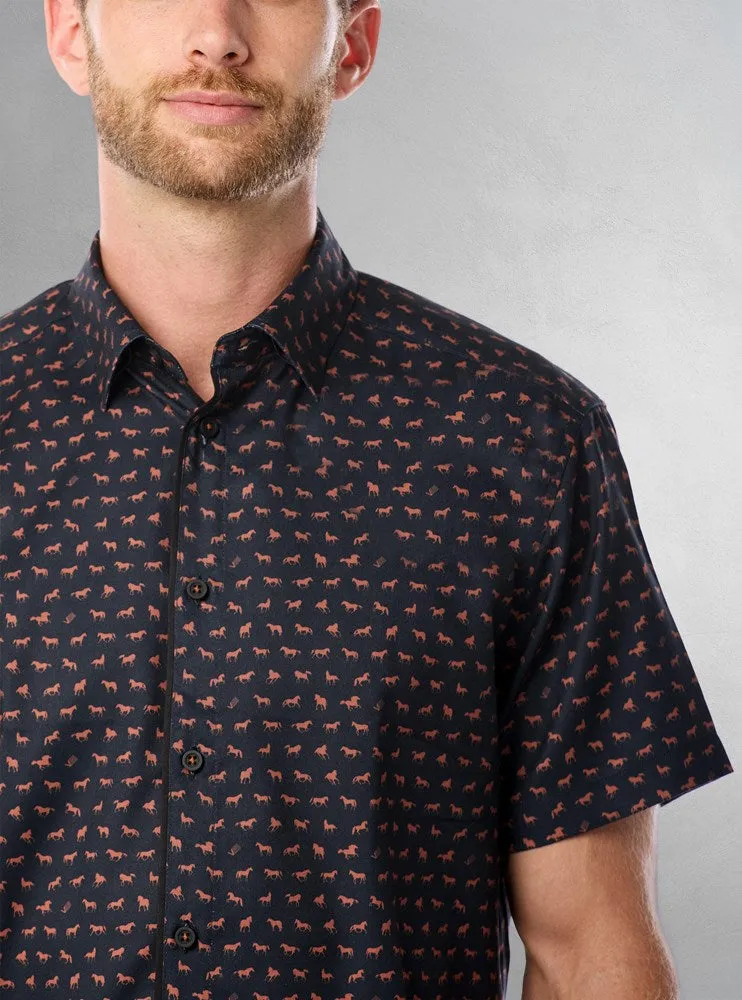 Men's casual short sleeve stretch shirt
