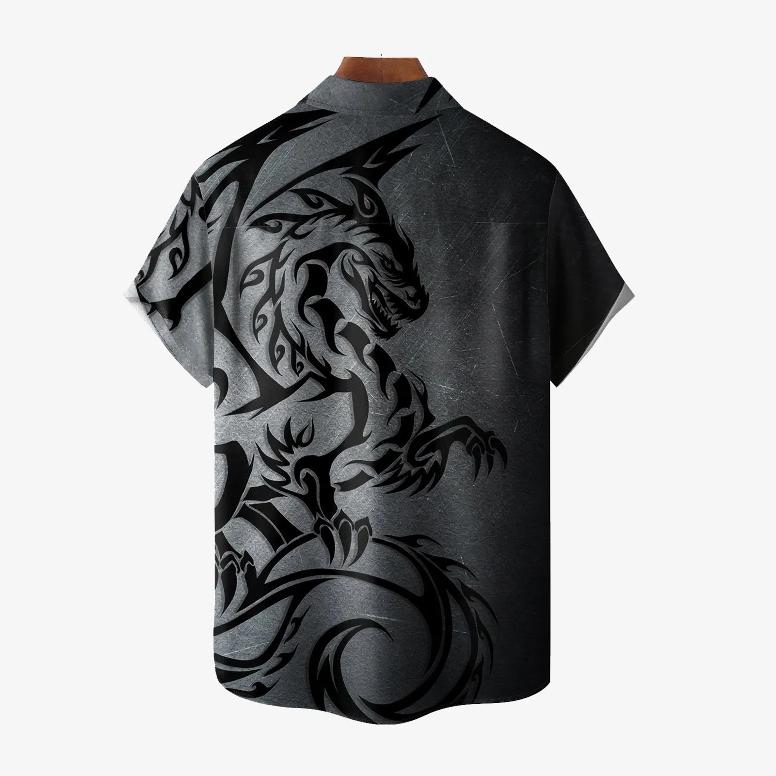 Men's Dragon Gradient Casual Large Size Short Sleeve Shirt