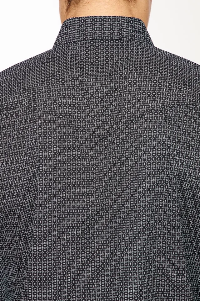 Men's Western Pearl Snap Print Shirt-PS100L-126