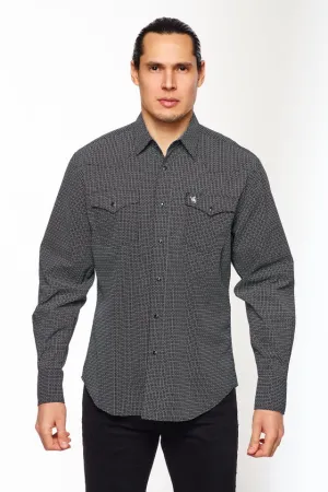 Men's Western Pearl Snap Print Shirt-PS100L-126