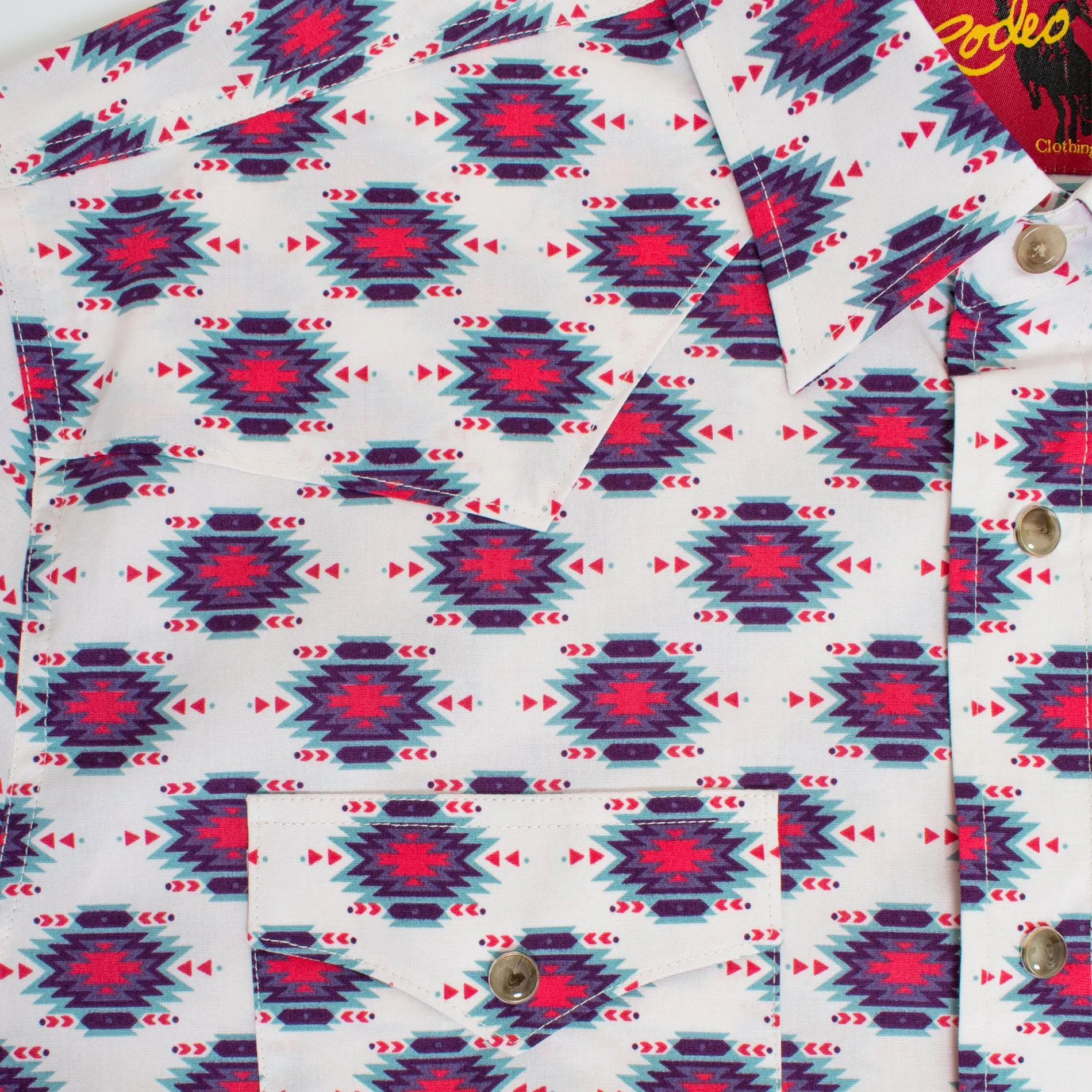 Men's Western Pearl Snap Print Shirt-PS100L-183