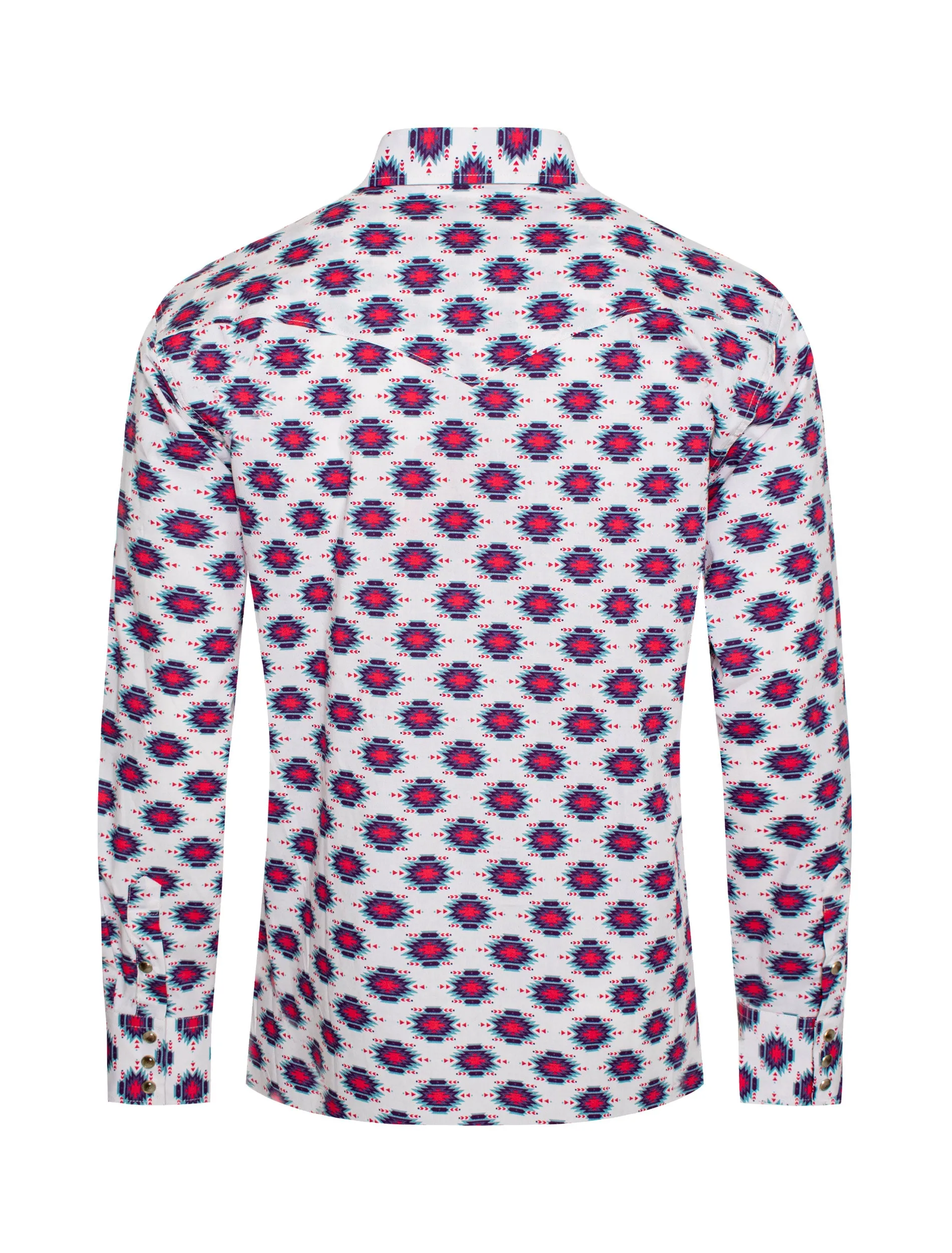 Men's Western Pearl Snap Print Shirt-PS100L-183