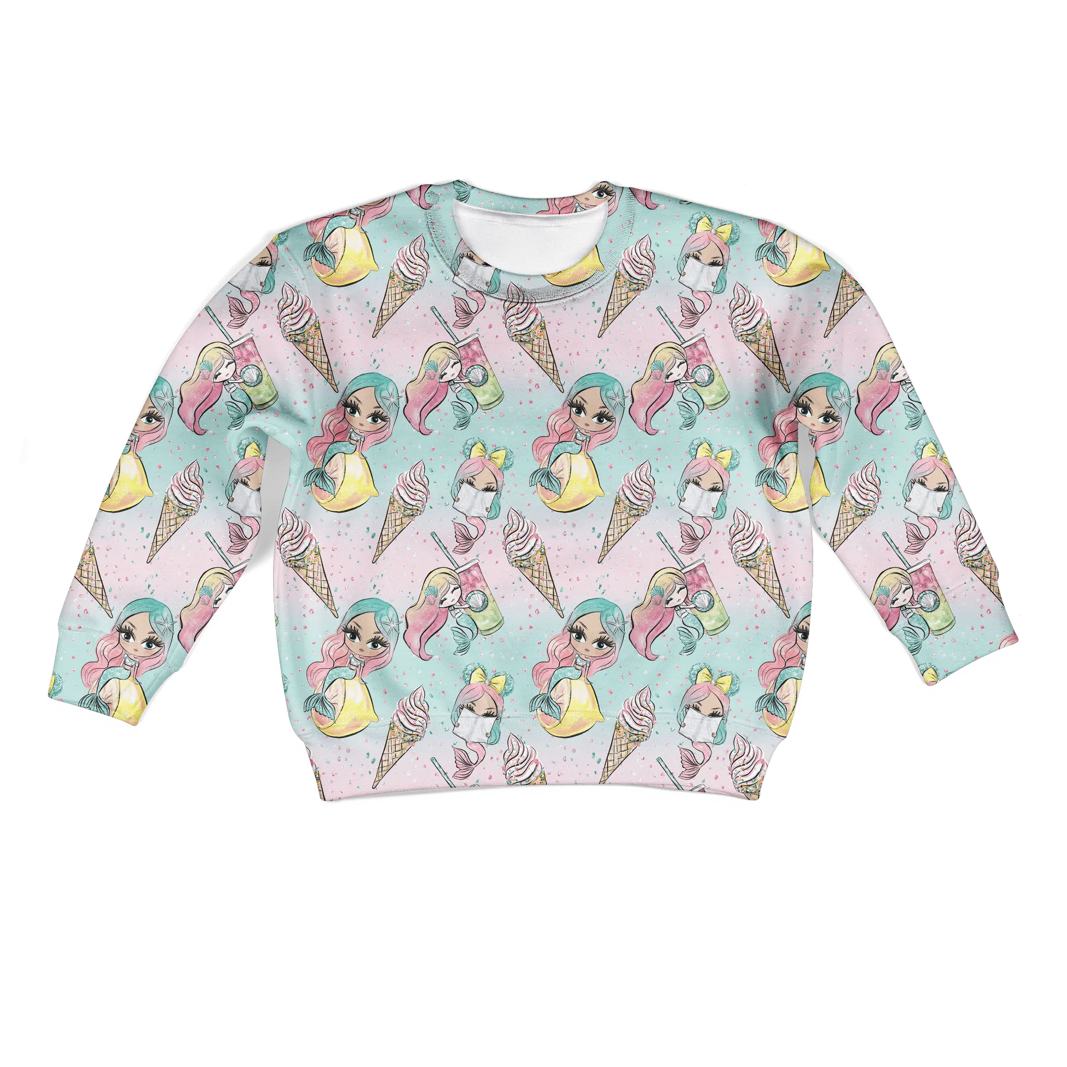 Mermaid with ice scream Kid Custom Cosplay Hoodies Apparel