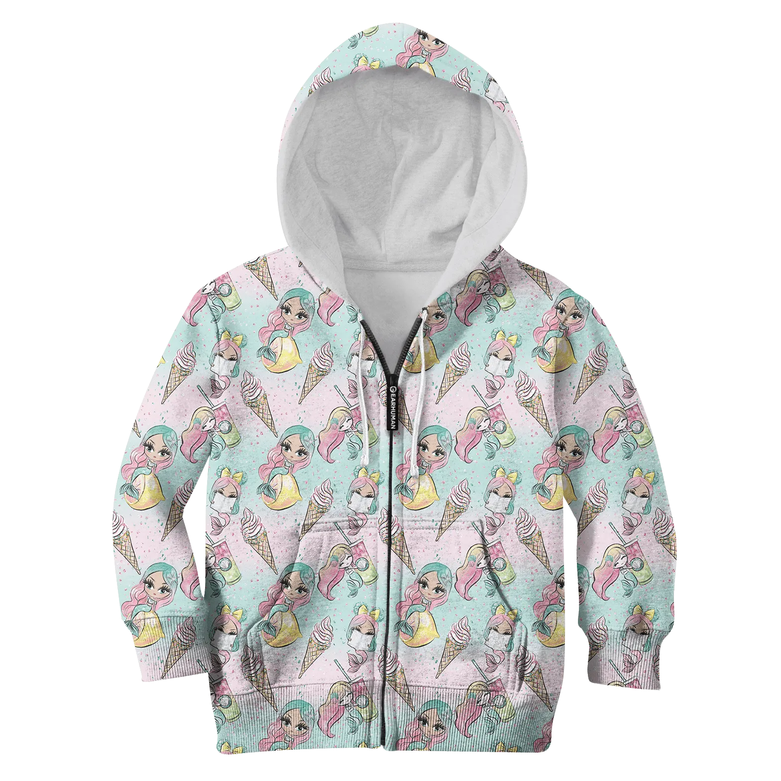 Mermaid with ice scream Kid Custom Cosplay Hoodies Apparel