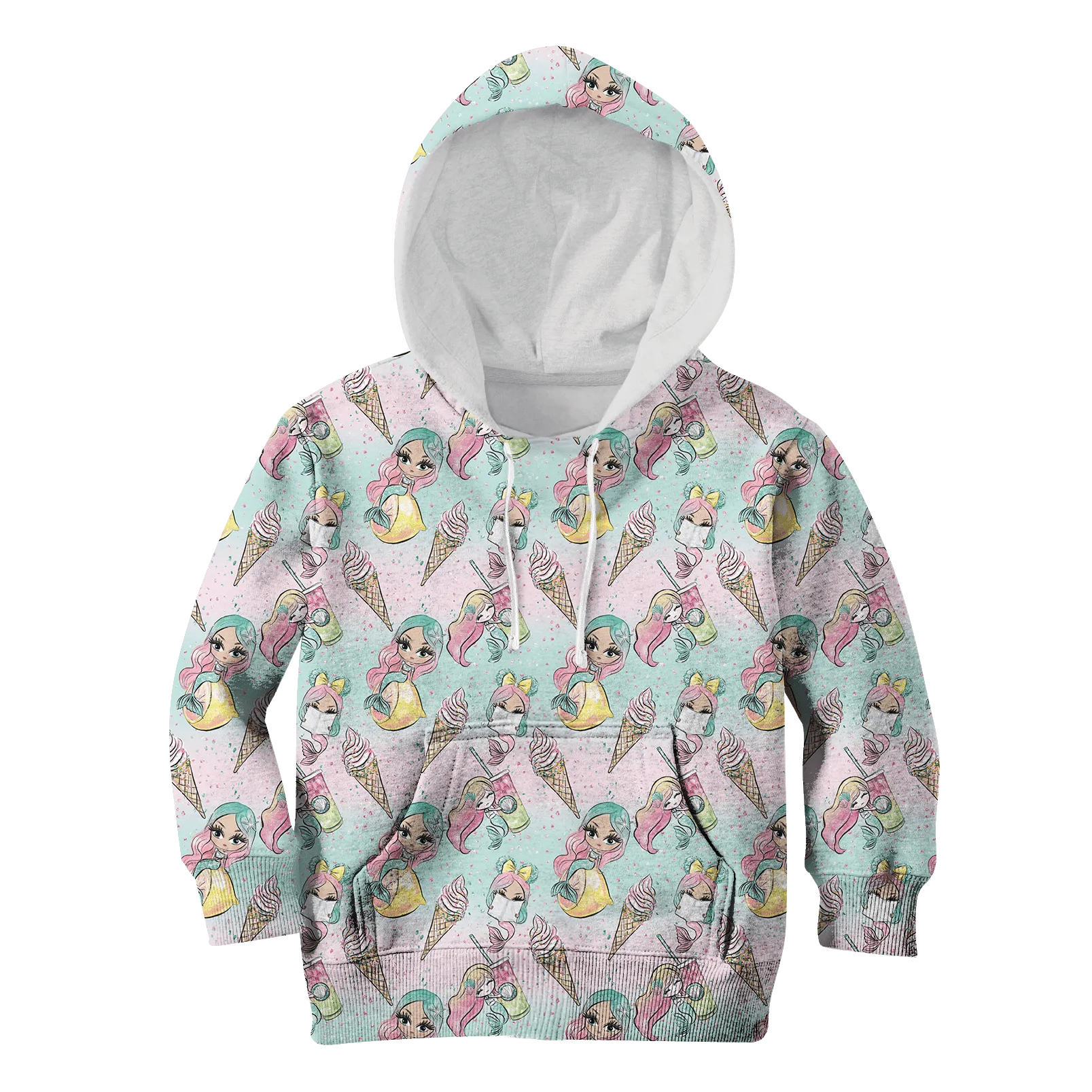 Mermaid with ice scream Kid Custom Cosplay Hoodies Apparel