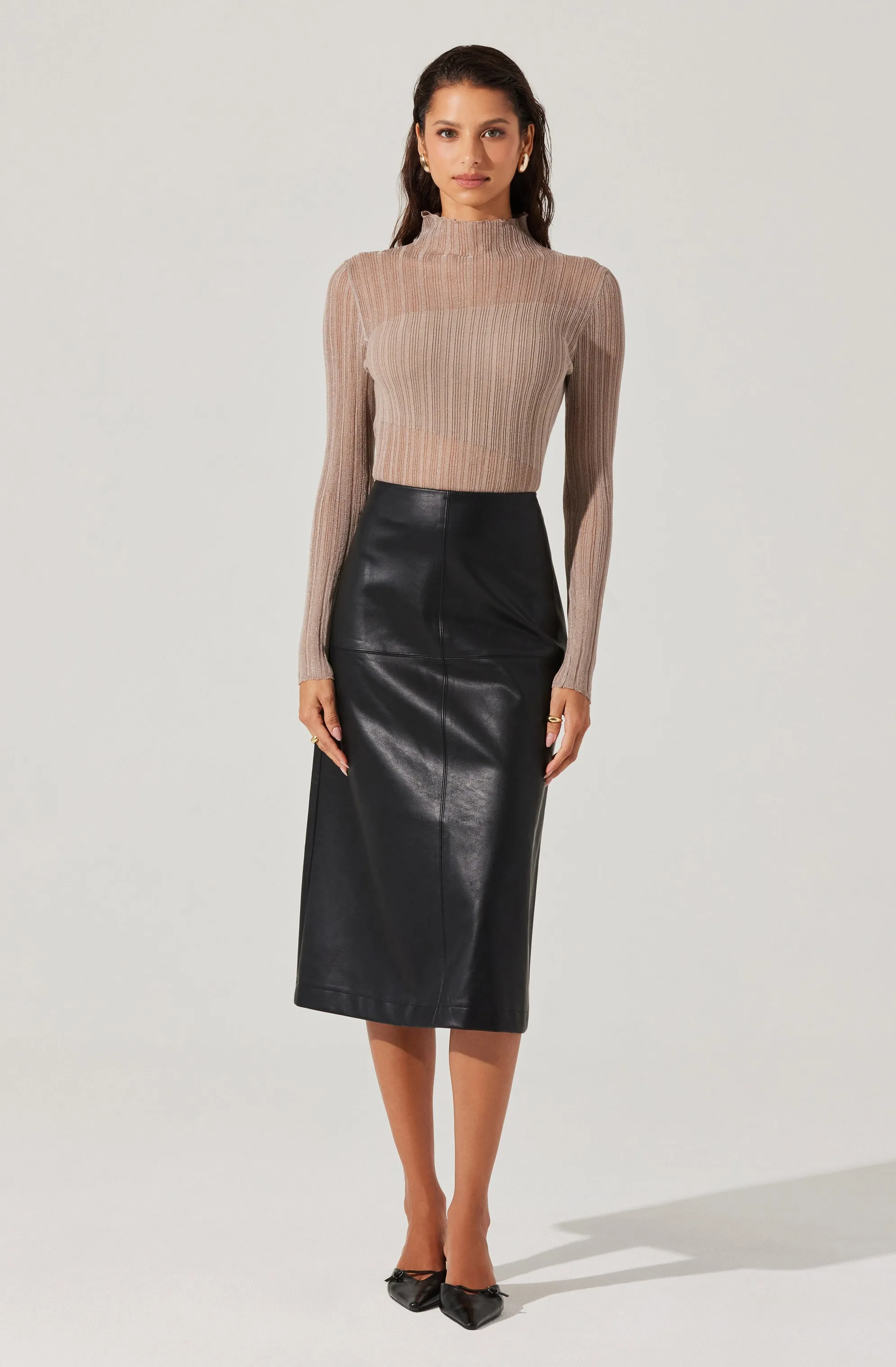Mock Neck Mesh Contrast Top
