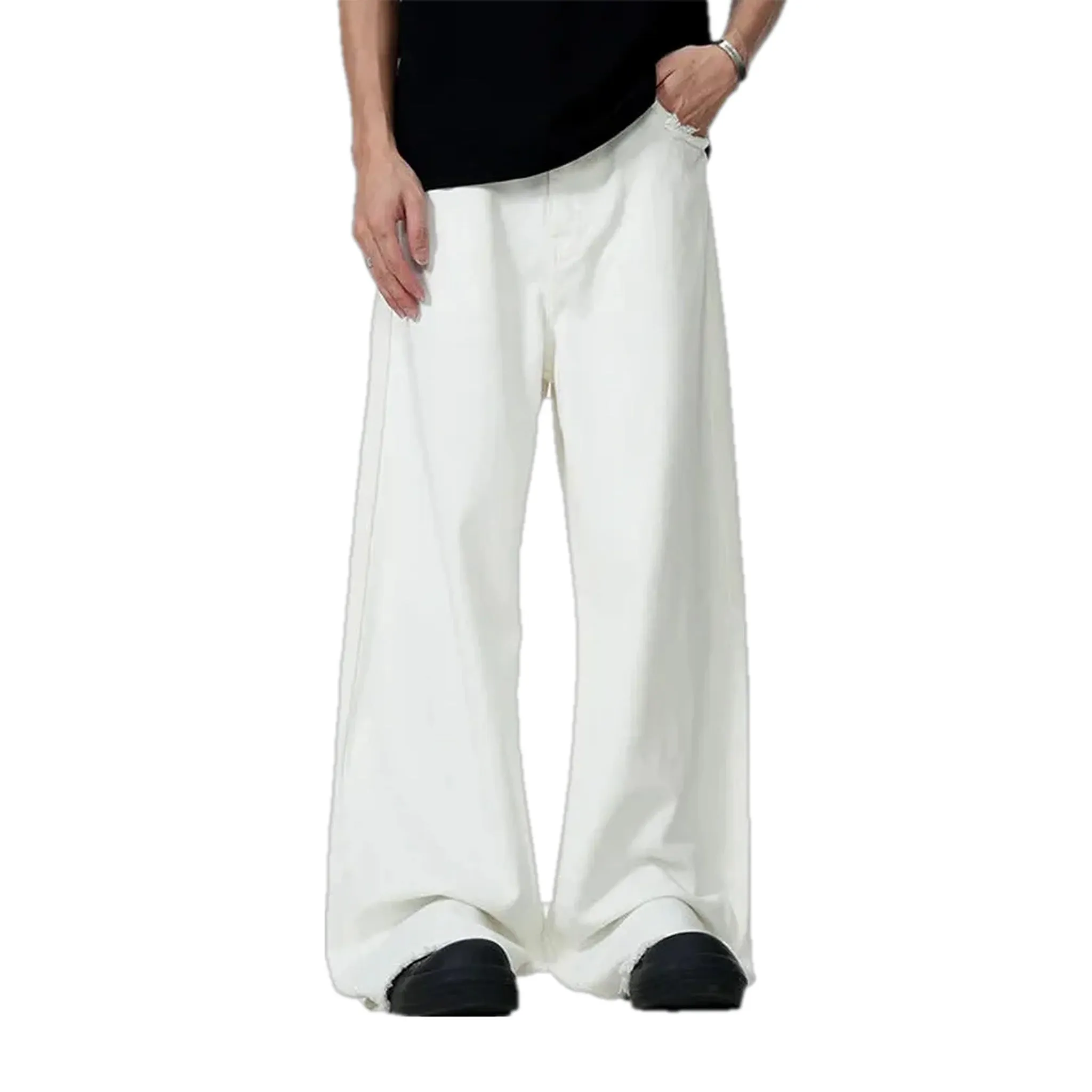Monochrome style slouchy men's denim pants