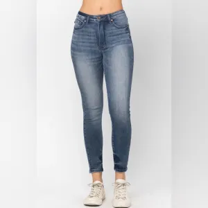 NWT Judy Blue High Waist Contrast Wash Tummy Control Skinny Jeans Size 24W