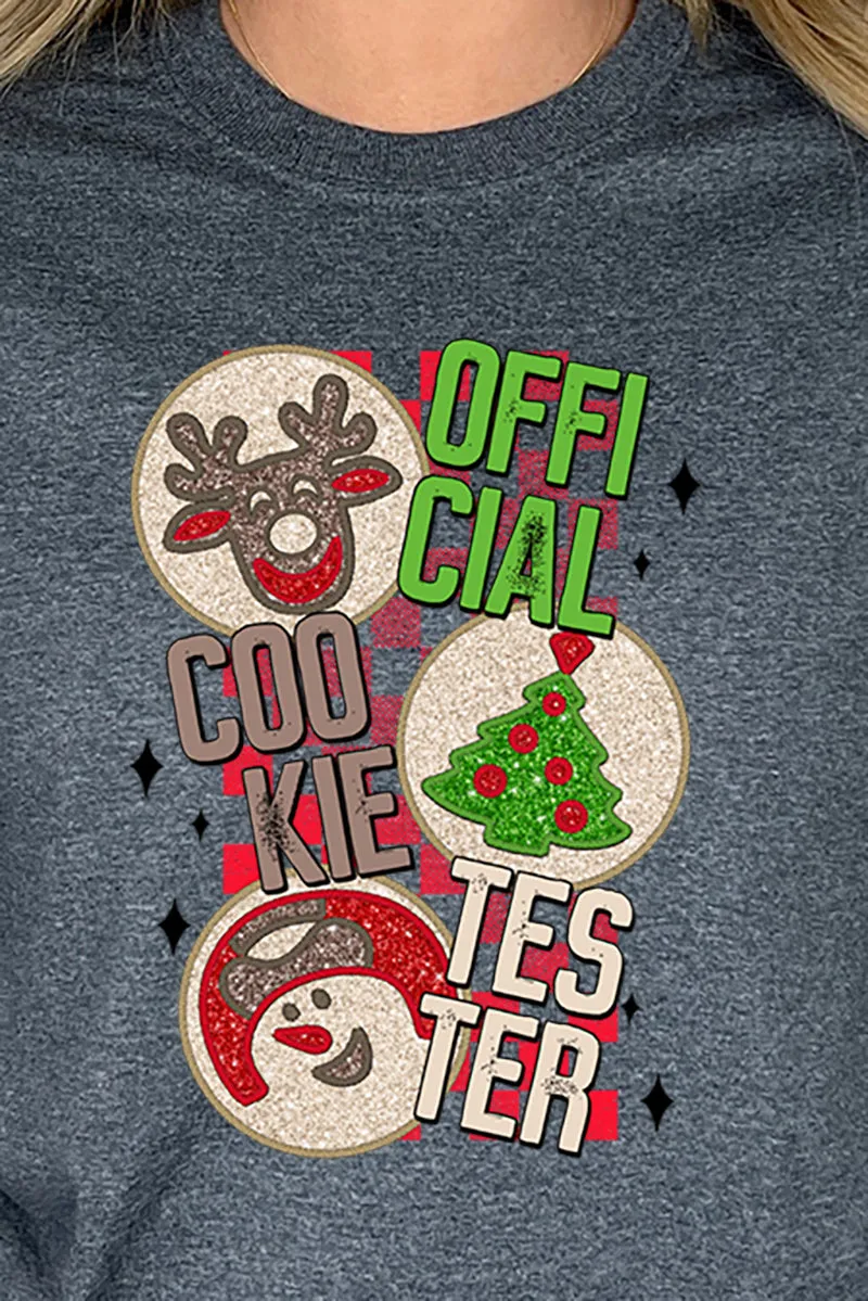 Official Cookie Tester Christmas Heavy Cotton Long Sleeve Adult T-Shirt