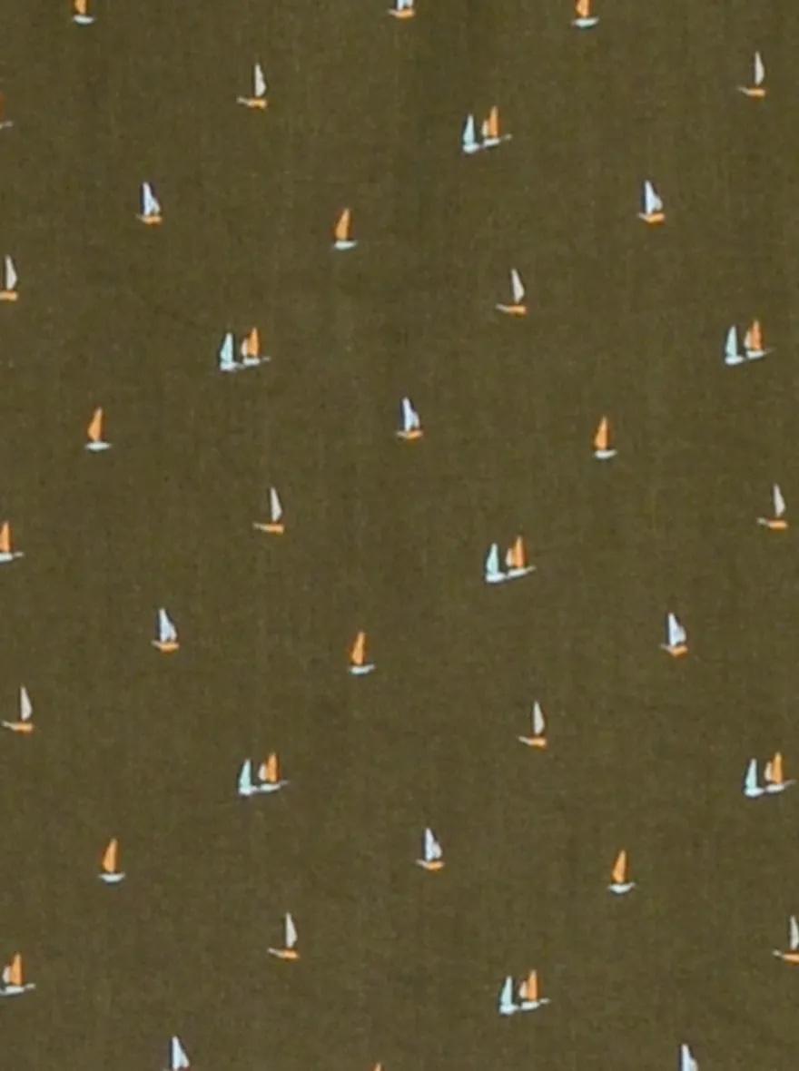 Olive Printed Slim Fit Casual Shirt | Greenfibre