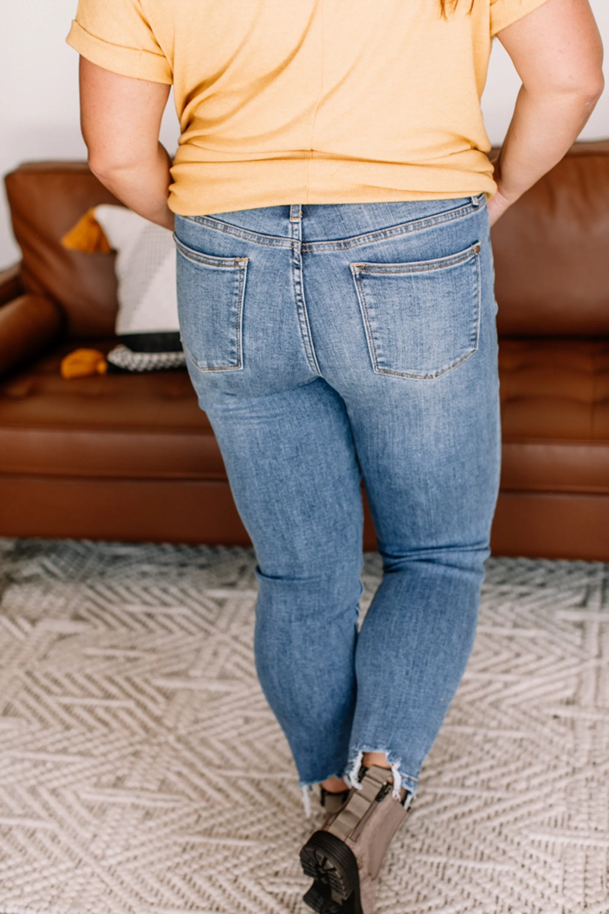 Once Bitten, Twice Shy Destructed Hem Judy Blue Jeans