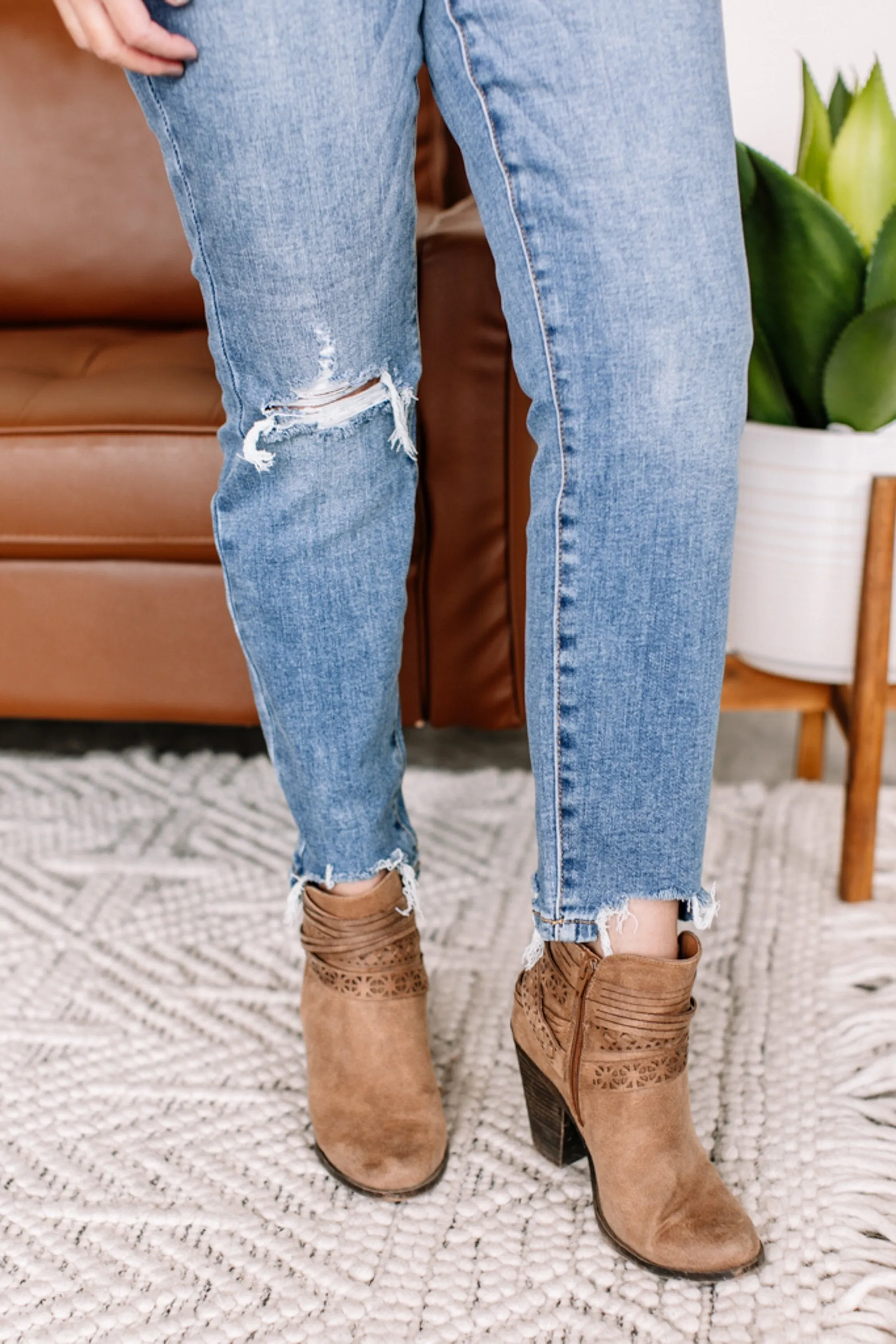Once Bitten, Twice Shy Destructed Hem Judy Blue Jeans