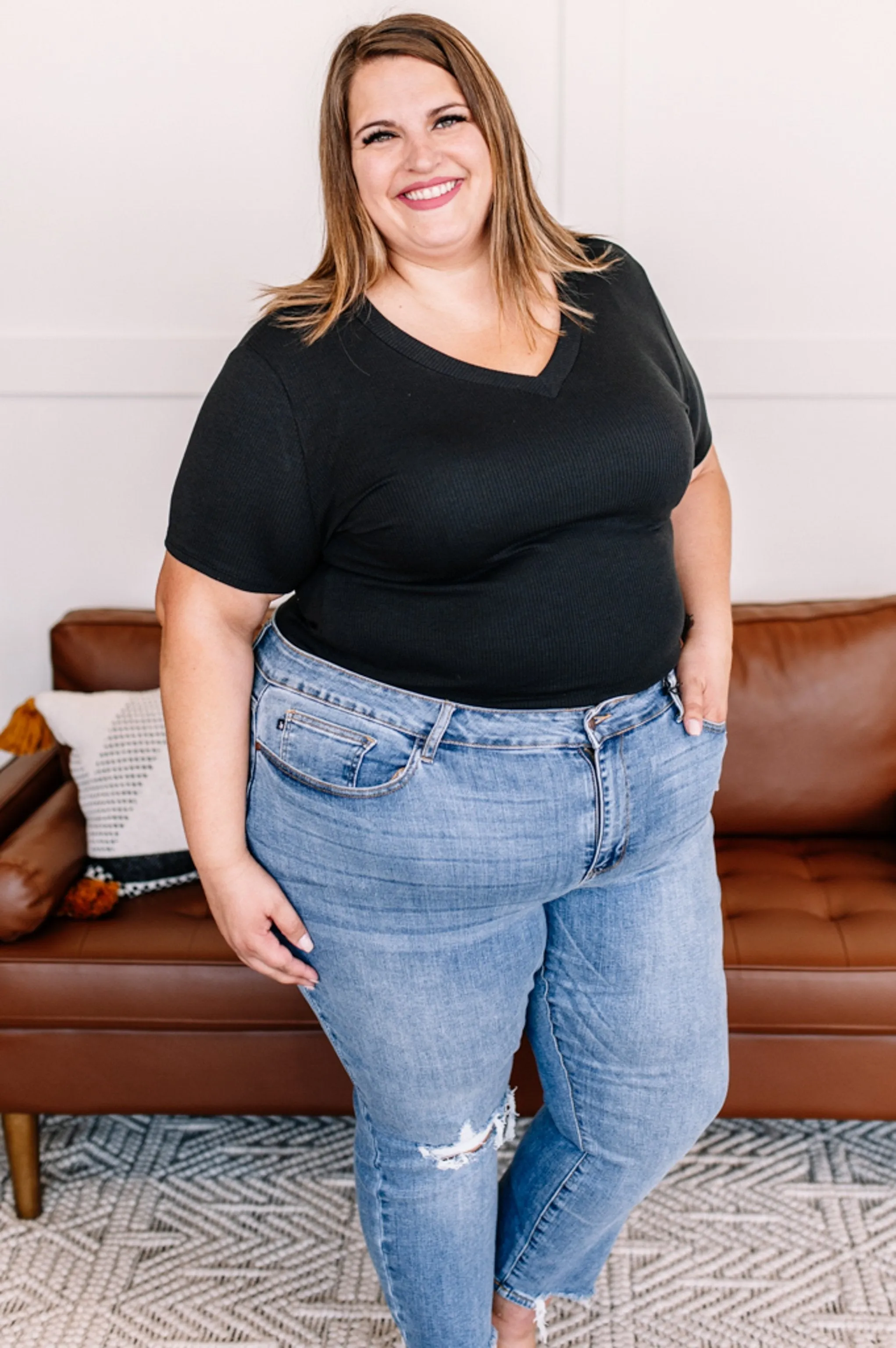 Once Bitten, Twice Shy Destructed Hem Judy Blue Jeans