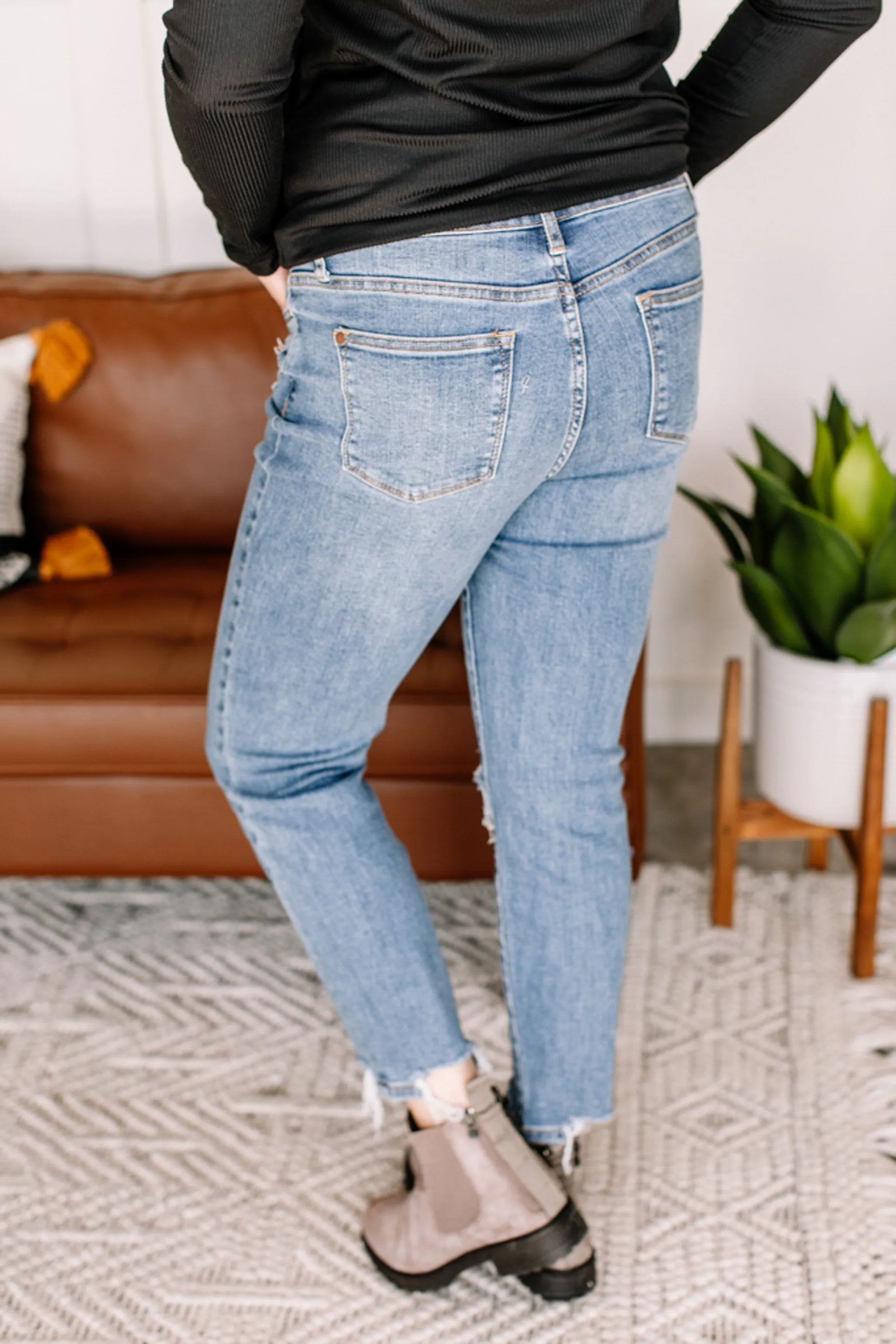 Once Bitten, Twice Shy Destructed Hem Judy Blue Jeans