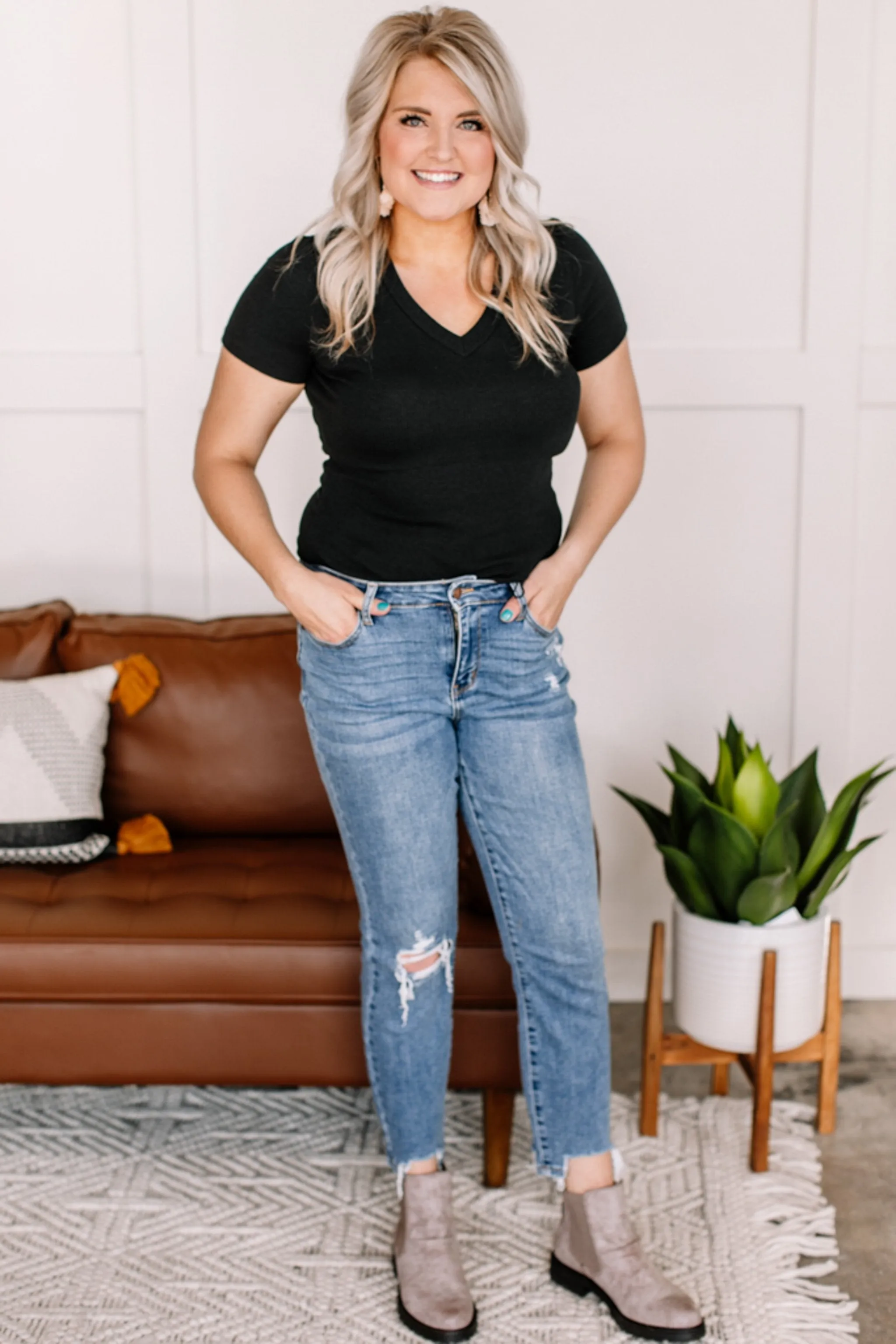 Once Bitten, Twice Shy Destructed Hem Judy Blue Jeans