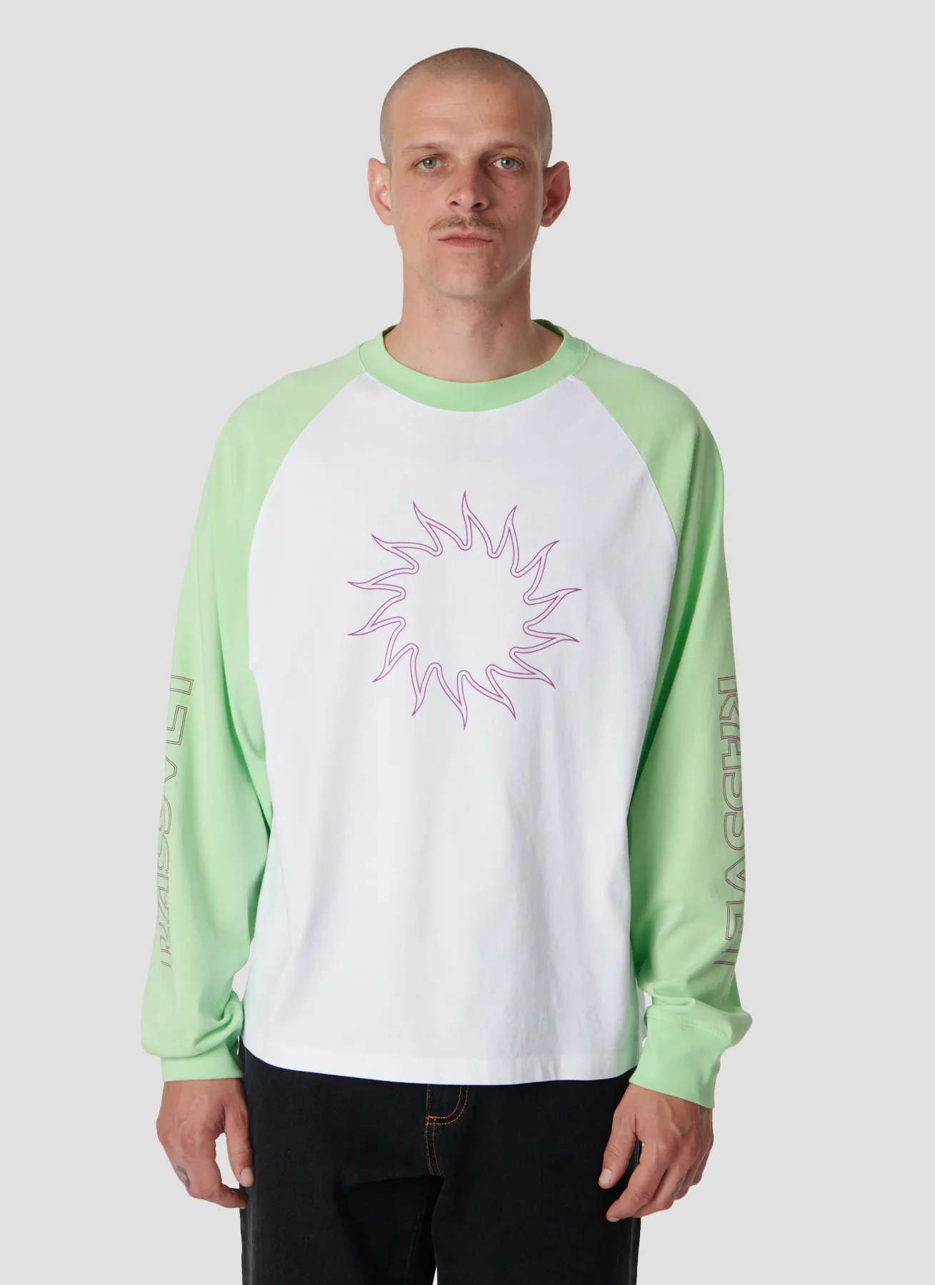 PACC16T008~WAVE LS TEE - WHITE / LIME GREEN