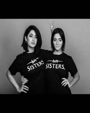 Pack Of 2 - Black Bff Sisters Printed T-Shirts For Women