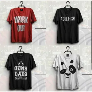 Pack of-4 Multicolor Cotton Printed Tshirts