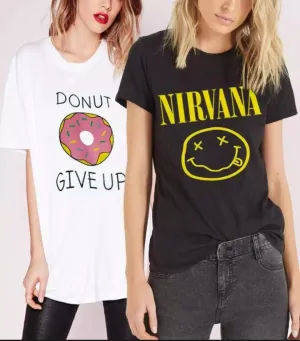 Pack of- Black and White Cotton Printed Tshirts For Women