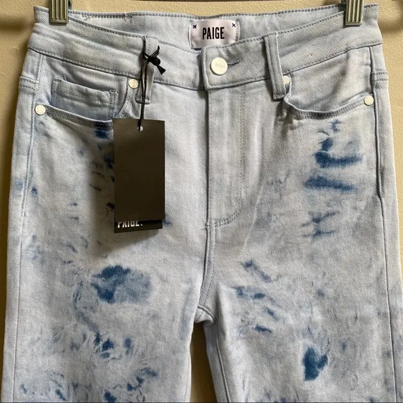 PAIGE Tie Dye Hoxton Slim Crop Raw Hem Jeans