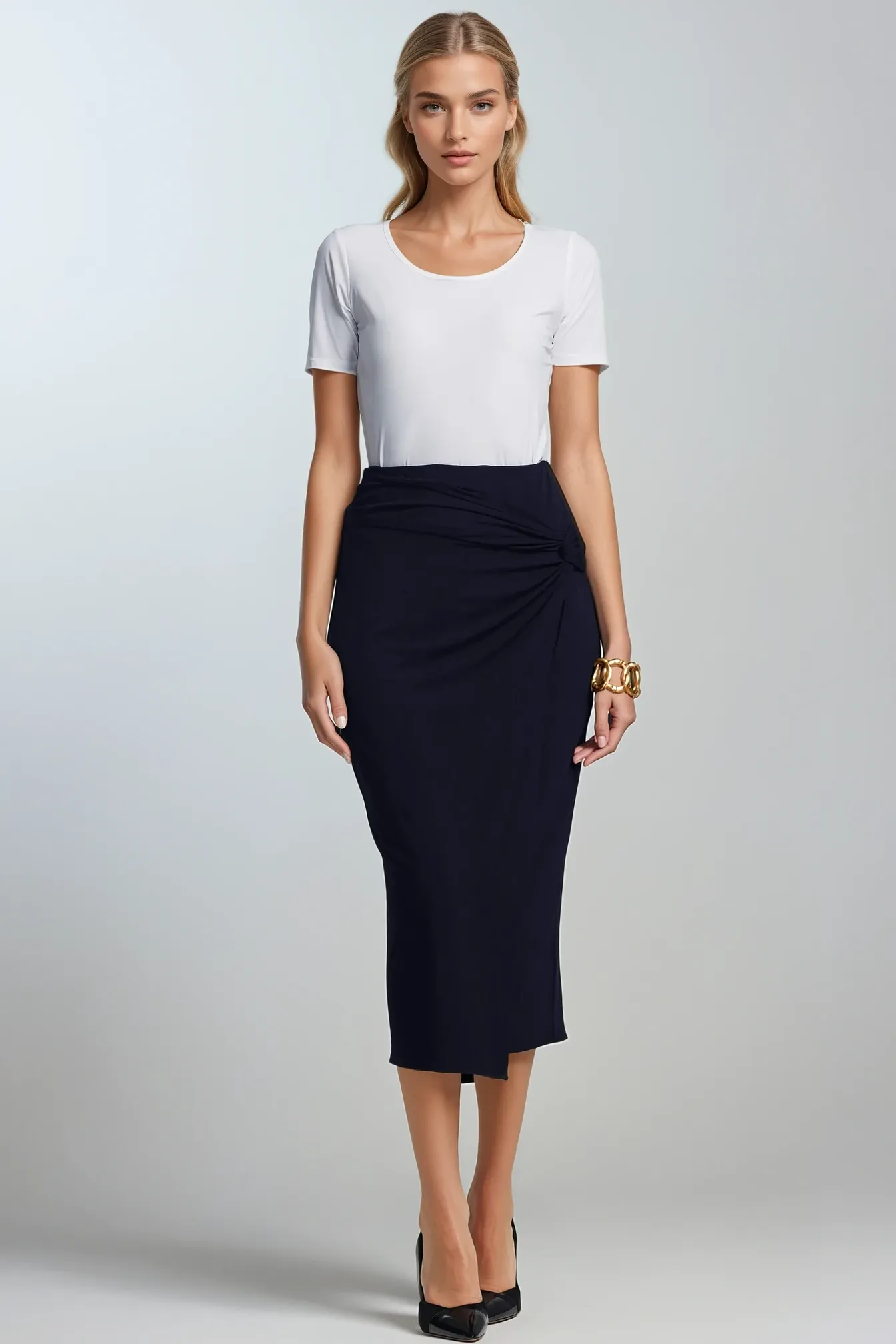 PAULA RYAN Scoop Neck Layering Body Tee - White Superfine Microjersey