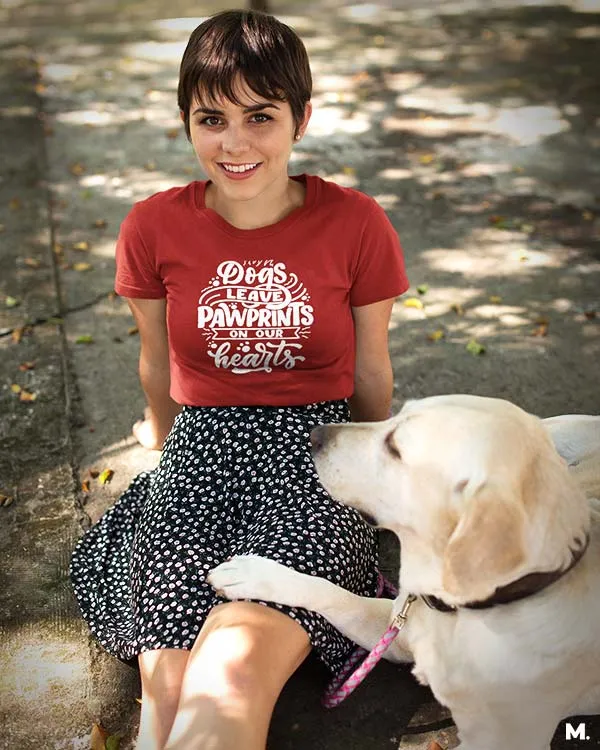 Pawprints on our hearts printed t shirts
